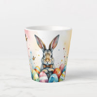 Coelhinho da Páscoa Fofo com Ovos Pintados Colorid