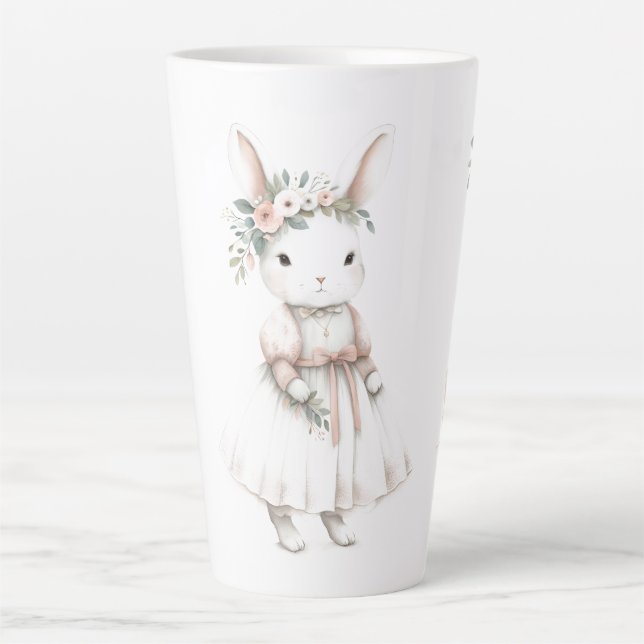 Caneca De Café Latte Coelhinho num Vestido (Frente)