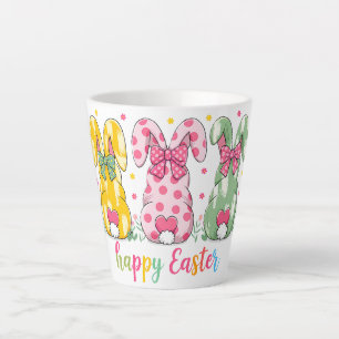 Caneca De Café Latte Coelhinhos da Páscoa divertidos