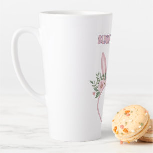 Caneca De Café Latte Coelhinhos de Aquarelas com Flores