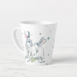 Caneca De Café Latte Coelho Bonito Personalizado Verde Aquarela