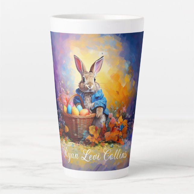 Caneca De Café Latte Coelho da Páscoa  (Frente)