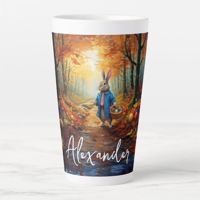 Caneca De Café Latte Coelho da Páscoa  (Frente)