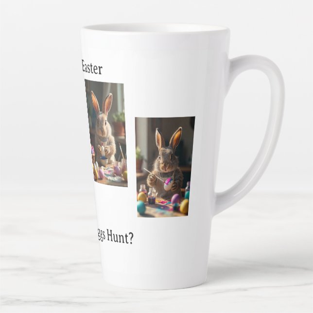 Caneca De Café Latte Coelho da Páscoa 4 fotos (Direita)