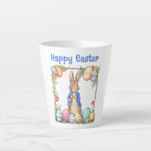 Caneca De Café Latte Coelho da Páscoa Ovos da Páscoa Feliz Páscoa
