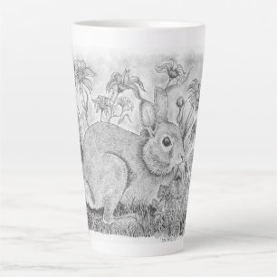 Caneca De Café Latte Coelho das Flores