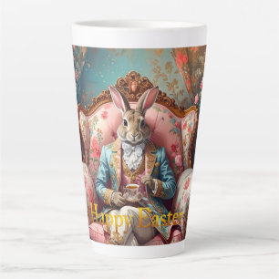 Caneca De Café Latte Coelho elegante bebendo chá Feliz Páscoa