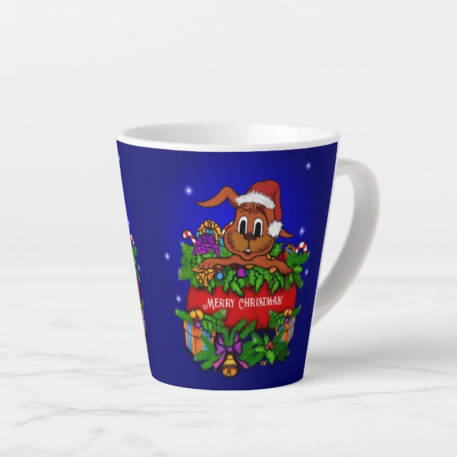 Caneca De Café Latte Coelho Natal (Ângulo direito)