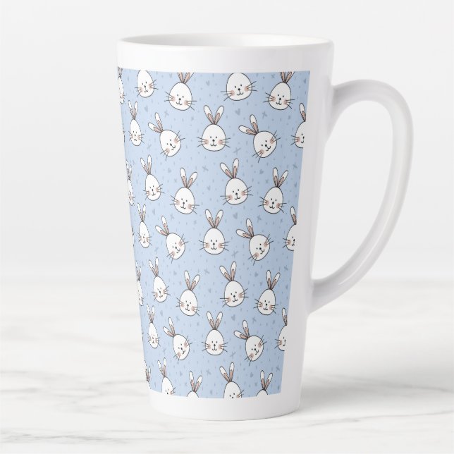 Caneca De Café Latte Coelho Padrão de coelho fofo para festa de anivers (Direita)