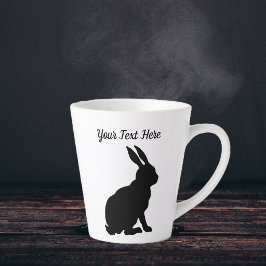 Caneca De Café Latte Coelho Sentado em Silhueta Preta Perfil Lateral