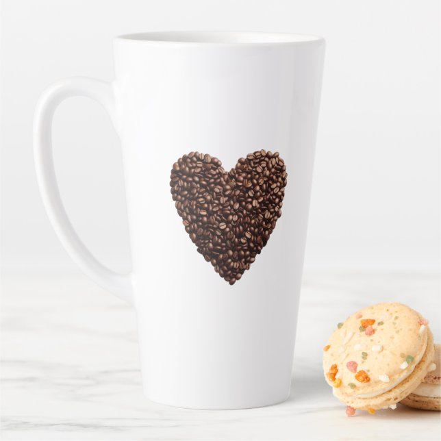 Caneca De Café Latte Coffee Bean Heart Latte Mug (In Situ)