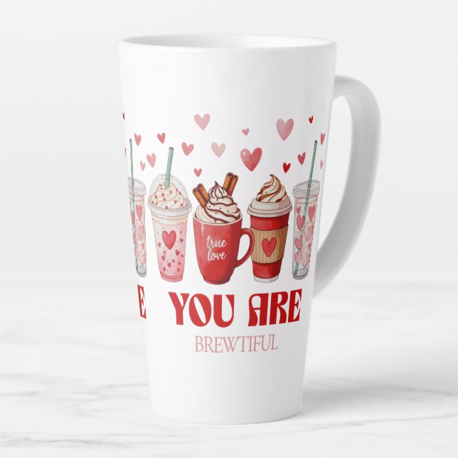 Caneca De Café Latte Coffee Lover Valentines Day (Ângulo direito)