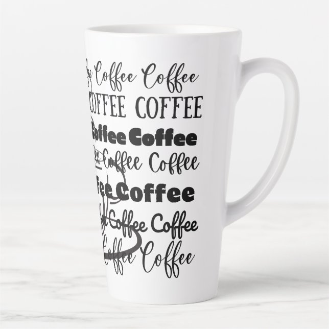 Caneca De Café Latte Coffee Word Art Design (Direita)