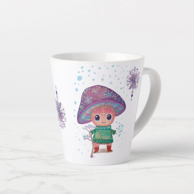 Caneca De Café Latte cogumelo mágico de natal (Ângulo direito)