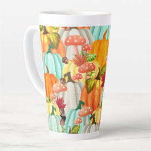 Caneca De Café Latte Cogumelos E Folhas De Cachorro Divertidos