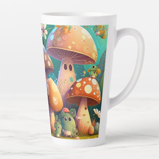 Caneca De Café Latte Cogumelos lindos (Direita)