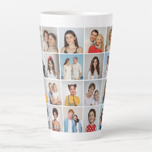 Caneca De Café Latte Colagem de 20 Fotos - A Cor De Fundo Pode Ser Alte
