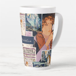 Caneca De Café Latte Colagem de Artes do Poster vintage Francês Persona