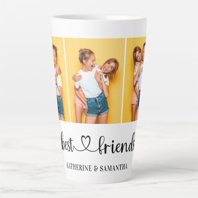 Caneca De Café Latte Colagem de Fotografias Personalizada 3 Melhores Am (Frente)