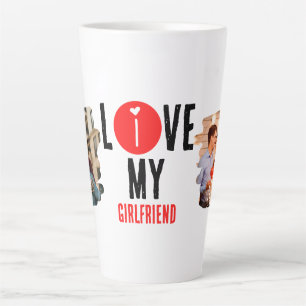 Caneca De Café Latte Colagem de Fotografias Personalizada Única 2 Adoro