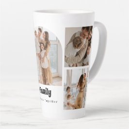Caneca De Café Latte Colagem de Fotos da Família - 5 Fotos e Texto Pers