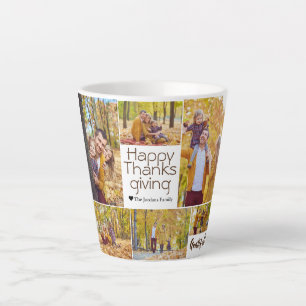 Caneca De Café Latte Colagem de fotos da família de ação de graças Mode