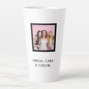 Caneca De Café Latte Colagem de Fotos de Amigos Moderna Simples