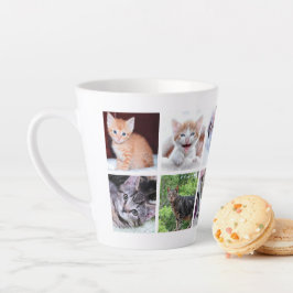 Caneca De Café Latte Colagem de Fotos de Animais de Estimação da Famíli