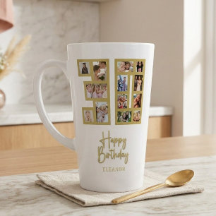 Caneca De Café Latte Colagem de Fotos de Aniversário de 30 anos