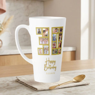 Caneca De Café Latte Colagem de Fotos de Aniversário de 30 anos