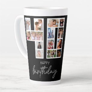 Caneca De Café Latte Colagem de Fotos de Aniversário de 40 anos