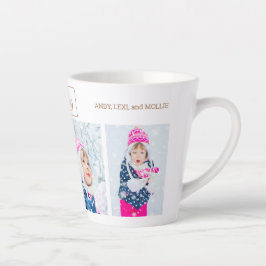 Caneca De Café Latte Colagem de Fotos de Natal 4 Dashing Snow Avô