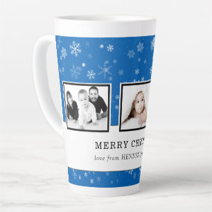 Caneca De Café Latte Colagem de Fotos de Natal Família Floco de Neve Az