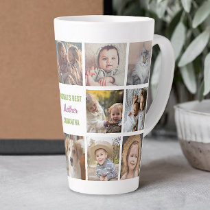 Caneca De Café Latte Colagem de Fotos do Instagram de Melhor Nome da M