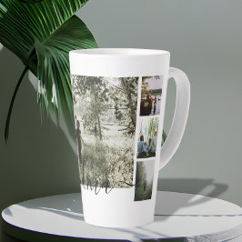 Caneca De Café Latte Colagem de Fotos e Texto Personalizada Família