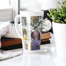 Caneca De Café Latte Colagem de Fotos e Texto Personalizada Família
