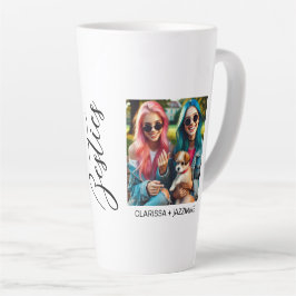 Caneca De Café Latte /Colagem de Fotos Moderna Black White Bestie 2