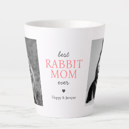 Caneca De Café Latte Colagem de Fotos Personalizada Melhor Mãe de Coelh