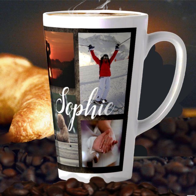 Caneca De Café Latte Colagem de Fotos Personalizada - Tall Latte Mug (Criador carregado)