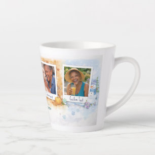 Caneca De Café Latte Colagem de Fotos Sazonais da Vovó Personalizada