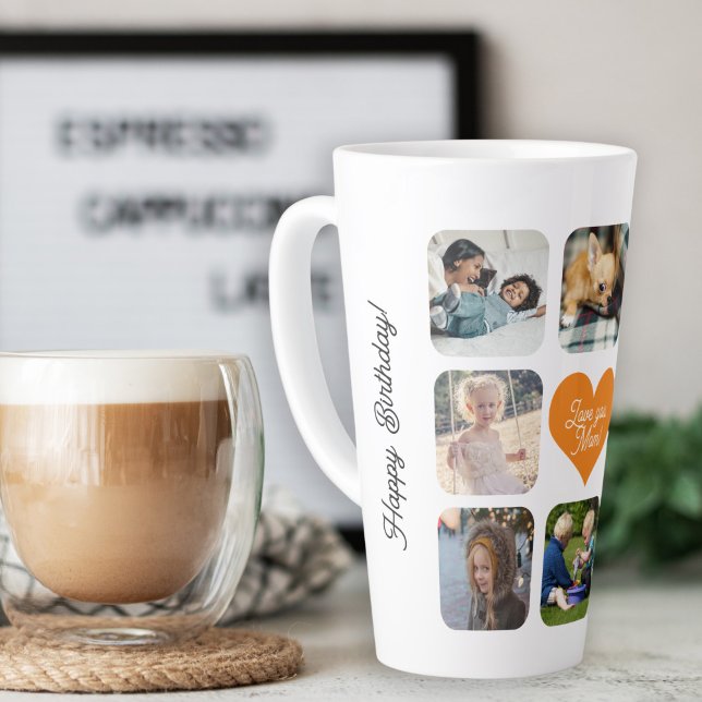 Caneca De Café Latte Colagem multifoto personalizada ama sua mãe (Criador carregado)