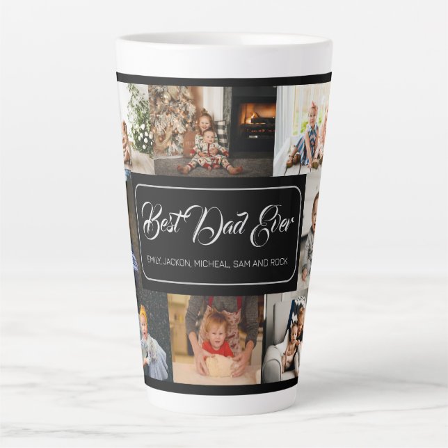 Caneca De Café Latte Colagem Personalizada de 8 Fotografias Melhor Garr (Frente)