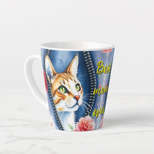Caneca De Café Latte Coleção de Gatos de Lindas Cegas de Água (Ângulo esquerdo)