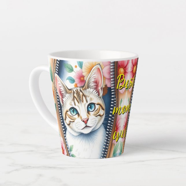 Caneca De Café Latte Coleção de Gatos de Lindas Tendências de Cobra Aqu (Ângulo esquerdo)