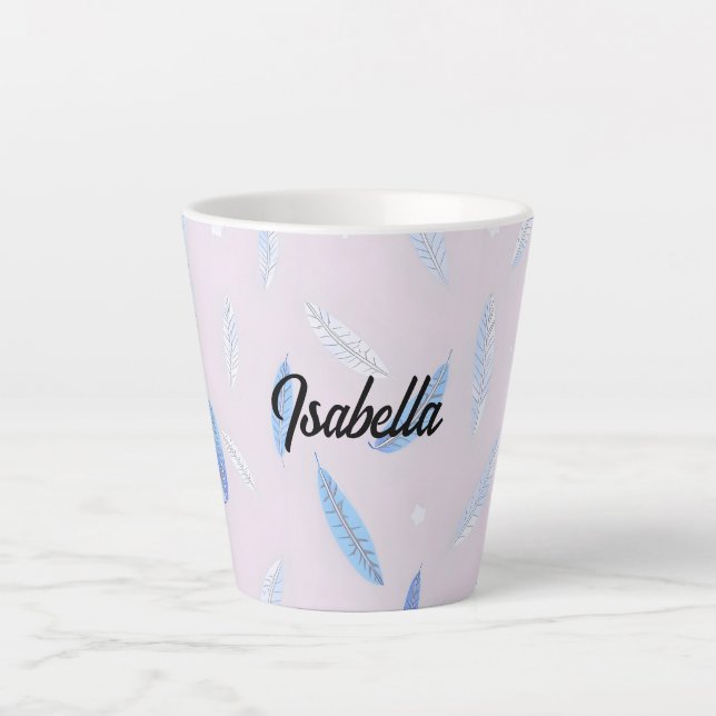 Caneca De Café Latte Coleção de Luxo Boho Tendência Penas (Frente)