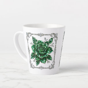 Caneca De Café Latte Coleção Flor de Cristal Esmeralda Real