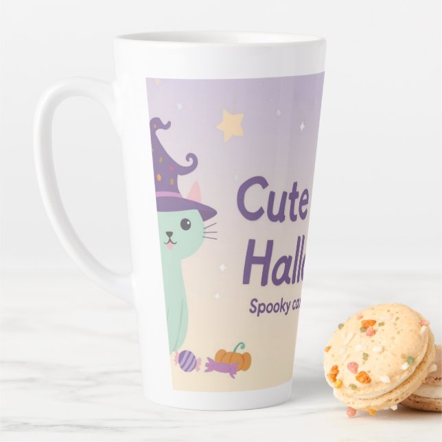 Caneca De Café Latte 🧡 ✨ Coleção “Halloween Fofo & Gentil” 🎃🌿 (In Situ)