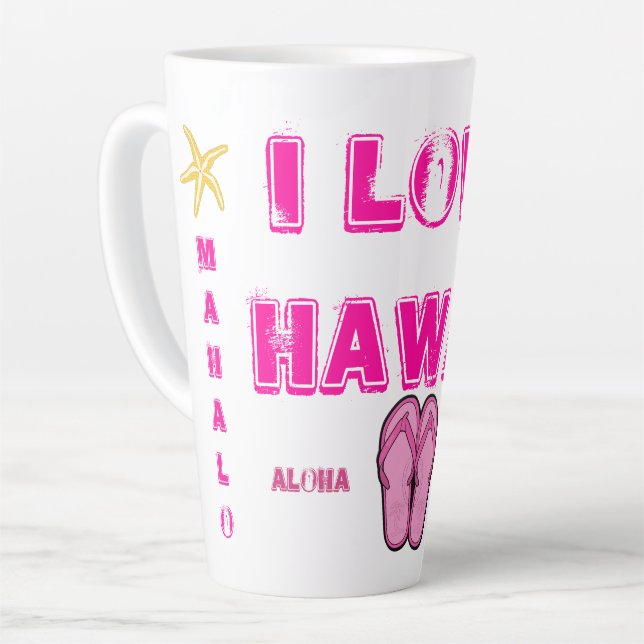 Caneca De Café Latte Coleção Hawaii Aloha (Ângulo esquerdo)