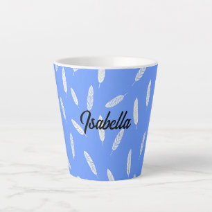 Caneca De Café Latte Coleção Luxo Boho Penas Modernas