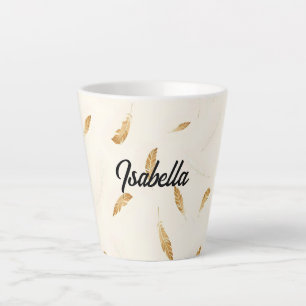 Caneca De Café Latte Coleção Luxuosa Moderna Boho Feathers